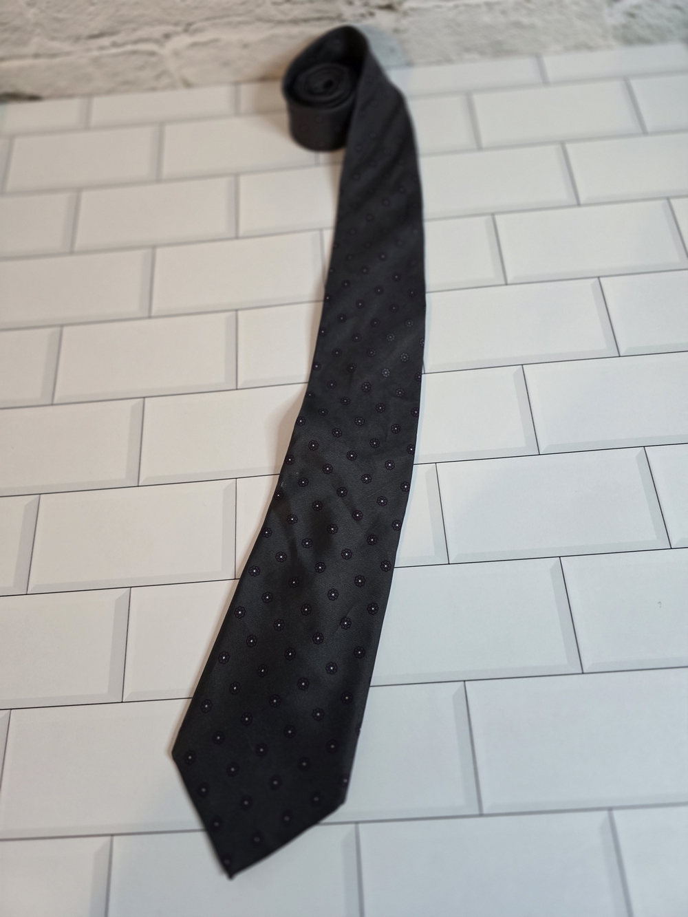 Neil Martin Dark Purple Silk Tie with Subtle Dot Motif